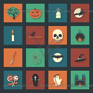 Halloween flat icons set - vector image