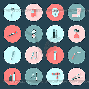 Beauty salon flat icons set - royalty-free vector clipart