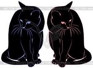 Two black cats - vector clip art