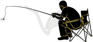 Fisherman sitting on chair - vector clip art