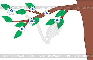 Branch with leaves and flowers - vector image