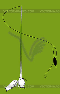 Hands with fishing rod - vector clipart / vector image