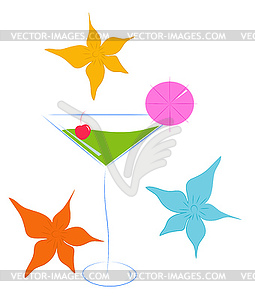 Cocktail with cherry - vector clip art