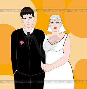 Bride and groom - vector clip art