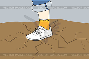 Foot in sneaker - royalty-free vector image