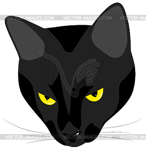 Морда злой черный кот - векторный клипарт Royalty-Free