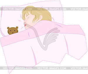 Sleeping Girl - vector clipart