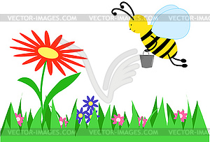 Bee collects honey - vector clip art