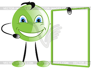 Funny ball holding empty frame - vector clipart