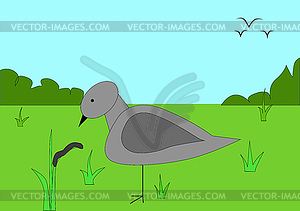 Bird and worm - vector image