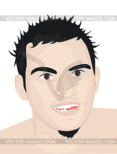 Portrait of young guy - color vector clipart