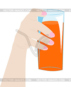 Female hand with glass - vector image