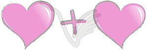 Two pink hearts - vector clipart