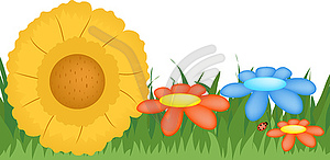 Flowers and grass - vector clip art