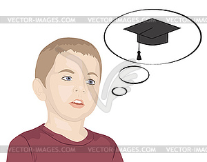 Little kid dreams of knowledge - vector clipart