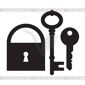 Padlock and keys - vector clip art