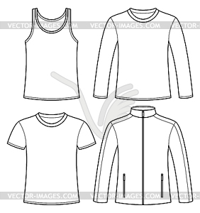 Singlet, T-shirt, Long-sleeved T-shirt and Jacket - royalty-free vector clipart