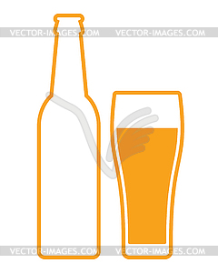 Beer bottle and glass - vector clipart