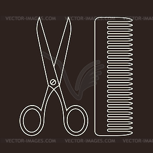 Scissors and Comb. Symbols of hair salon - vector clip art