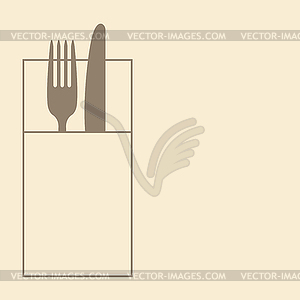 Knife, fork and napkin - vector clip art