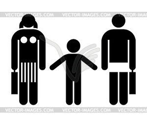 Divorcing couple with kid - vector clipart