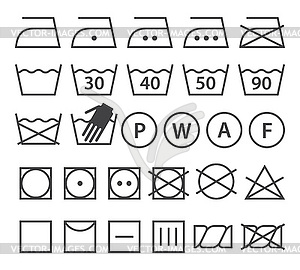 Set of washing symbols (Laundry icons) - vector image