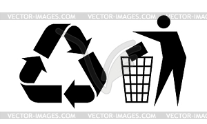 Litter and Recycle Sign - vector clip art