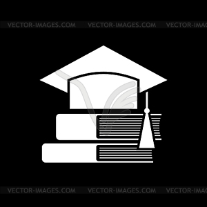 Mortar Board or Graduation Cap and books. - vector EPS clipart