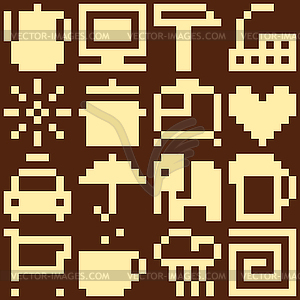 Set of pixel objects. pattern - vector clipart