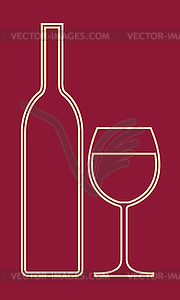 Glass of wine and bottle - - vector clipart