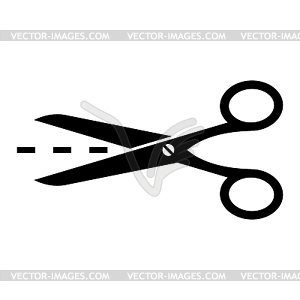 Scissors with cut lines - vector image