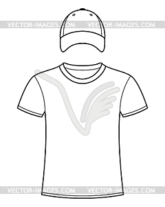 Blank t-shirt and cap template - vector image