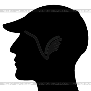 Man Head Silhouette with Cap - royalty-free vector image