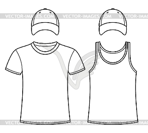 T-shirt, Singlet and Caps template - vector clipart