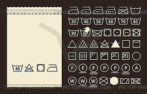 Textile label and washing symbols (laundry icons) - vector clip art