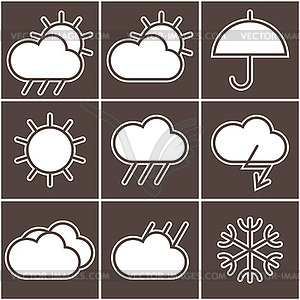 Black and white weather signs - vector image