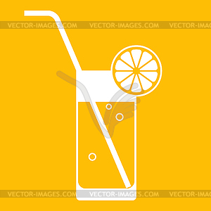 Glass of lemonade with drinking straw - vector clipart