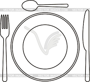 plate knife and fork clipart