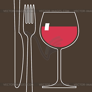 Wineglass and cutlery - vector clipart