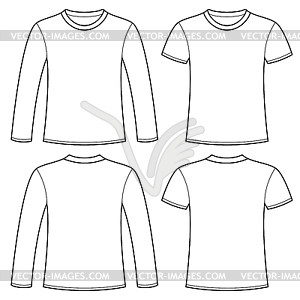 Long-sleeved T-shirt and T-shirt template - vector image