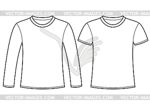 С длинными рукавами футболки и футболки шаблон - клипарт в векторном виде