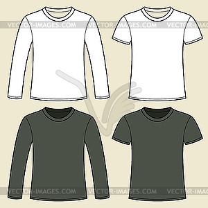 Long-sleeved T-shirt and T-shirt template - color vector clipart