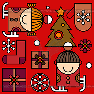 Christmas pattern - color vector clipart