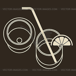 Cocktail glasses with lemon and drinking straw - vector EPS clipart