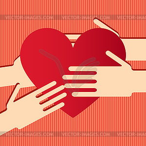 Hands with heart - vector clipart