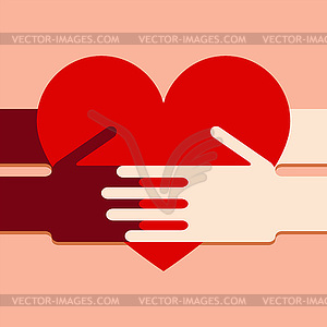 Hands with heart - vector image