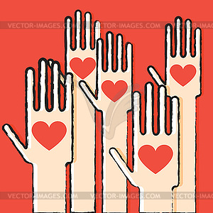Иллюстрация руки с любовью - векторное графическое изображение