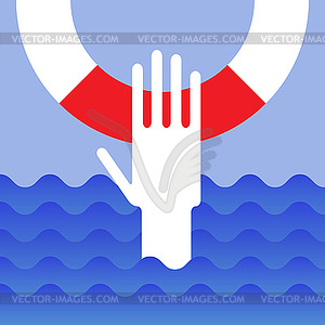 Hand of drowning man - royalty-free vector image