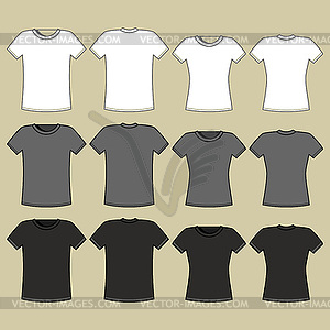 Black, gray and white t-shirts template - vector clipart