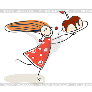 Girl whit Birthday cake - vector image